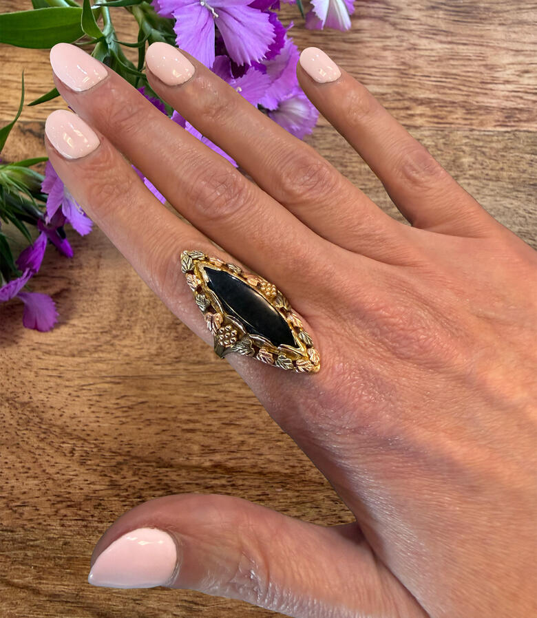 Vintage Black Hills gold & onyx in 10K gold • $650